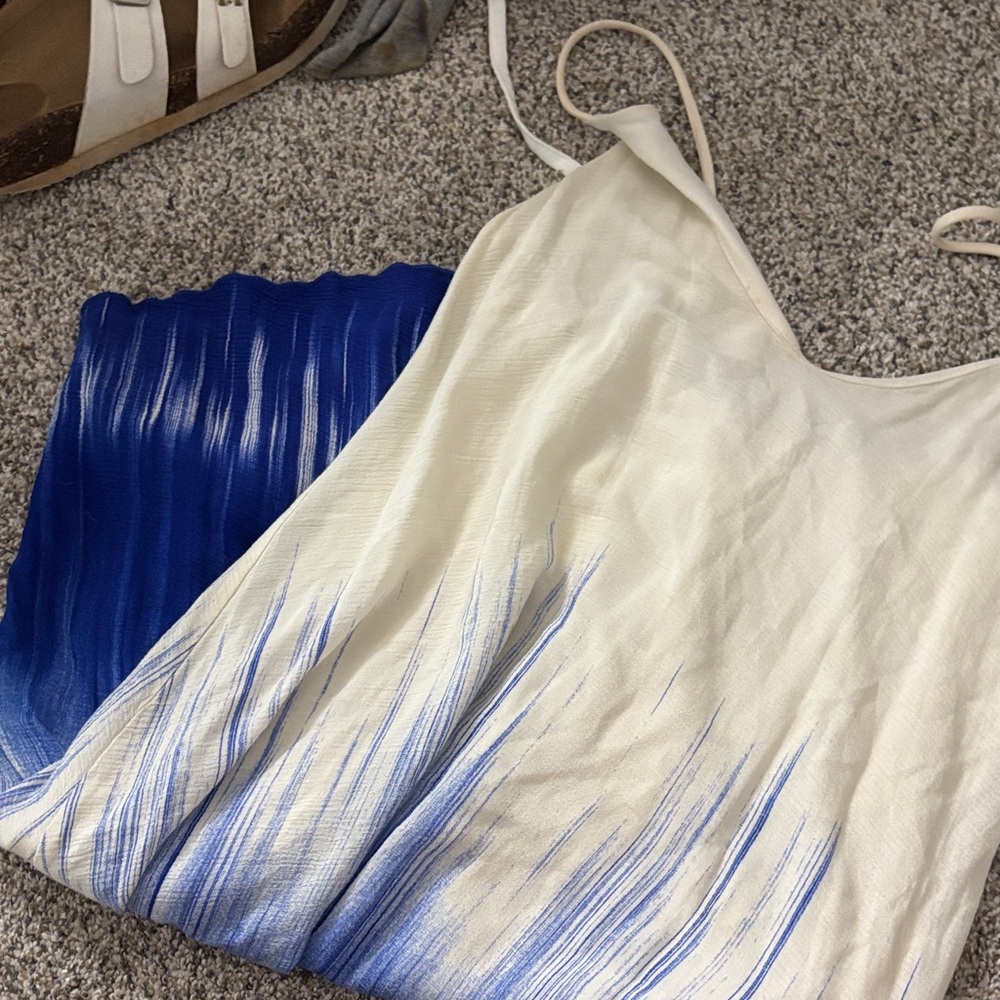 Elegant Blue and White Mini Dress